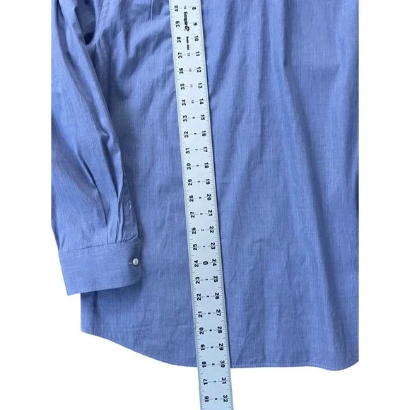Ralph Lauren Purple Label Dress Shirt‎ Long Sleeve Blue Cotton Blend, Size 17